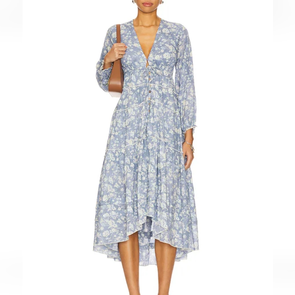 Free People Pappiet Midi Dress in Blue sz SML 💲ON SALE💲 - Picture 10 of 16